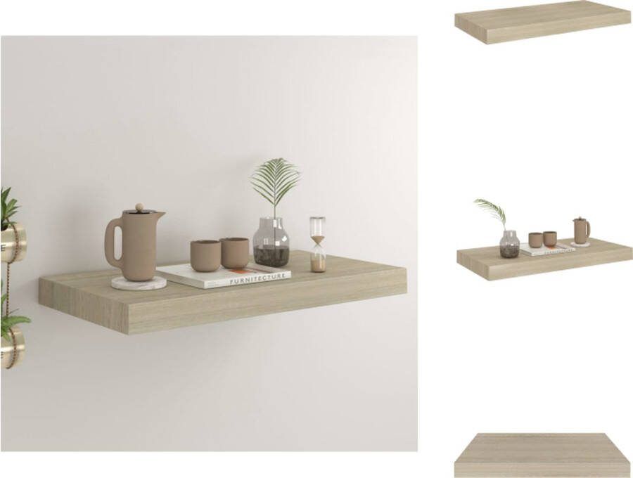 VidaXL Wandplank Set Eiken 50x23x3.8 cm Stijlvol en Duurzaam + Onzichtbaar Montagesysteem Wandsteun