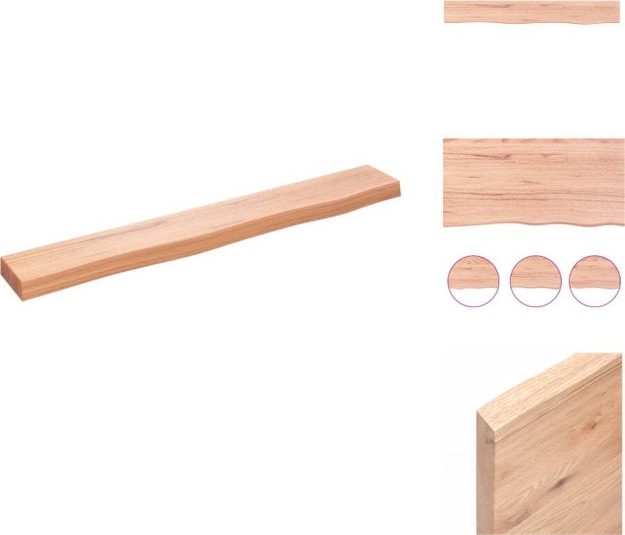 VidaXL Wandplank Solid Eikenhout 80 x 10 x 4 cm Natuurlijke Rand Lichtbruin Wandsteun