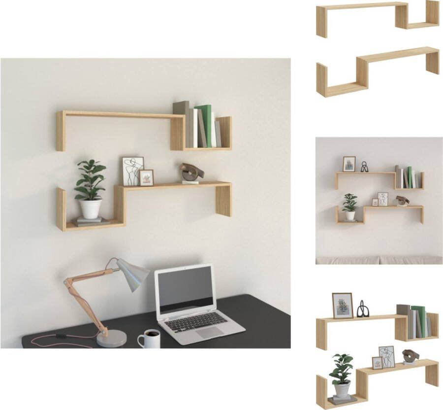 VidaXL Wandplank Sonoma Eiken 100 x 15 x 20 cm Stevig en Eenvoudig te Installeren Wandsteun