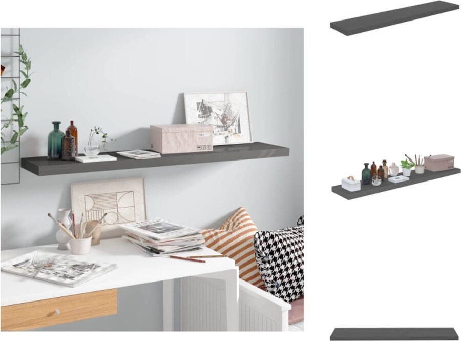 VidaXL Wandplank Stijlvolle Wandplanken 120 x 23.5 x 3.8 cm Ken- Hoogglans grijs Wandsteun