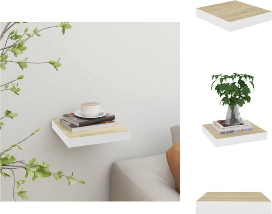 VidaXL Wandplank Wandschappen 23x23.5x3.8cm Eiken en wit Honingraat MDF en metaal Wandsteun