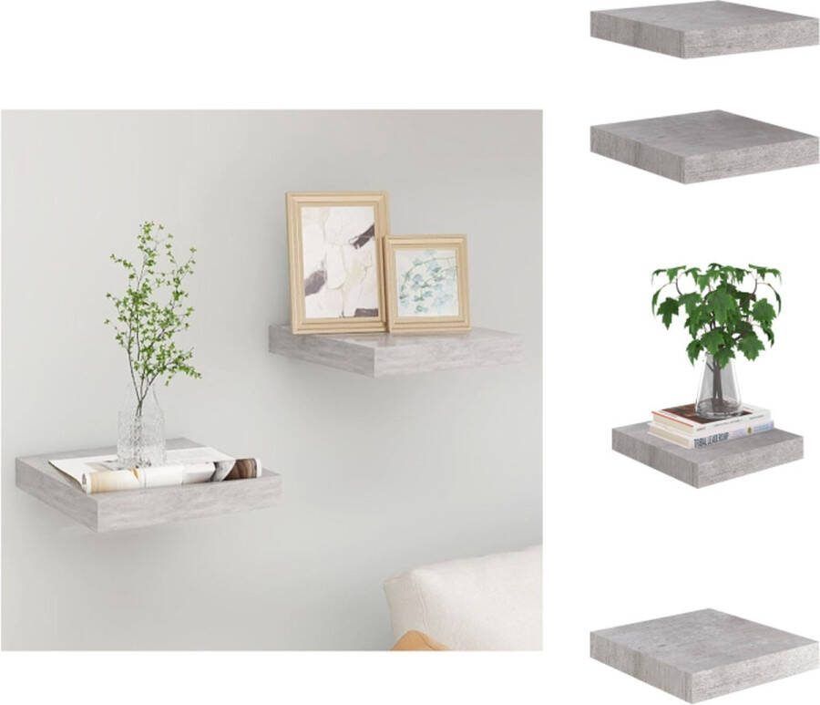 VidaXL Wandplanken Cube 23 x 23.5 x 3.8 cm Betongrijs Honingraat MDF Wandsteun