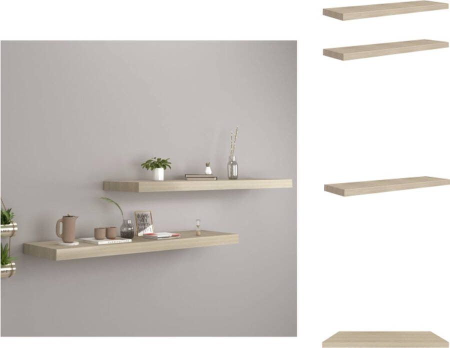 VidaXL Wandplanken Eiken 90 x 23.5 x 3.8 cm Honingraat MDF en Metaal Wandsteun