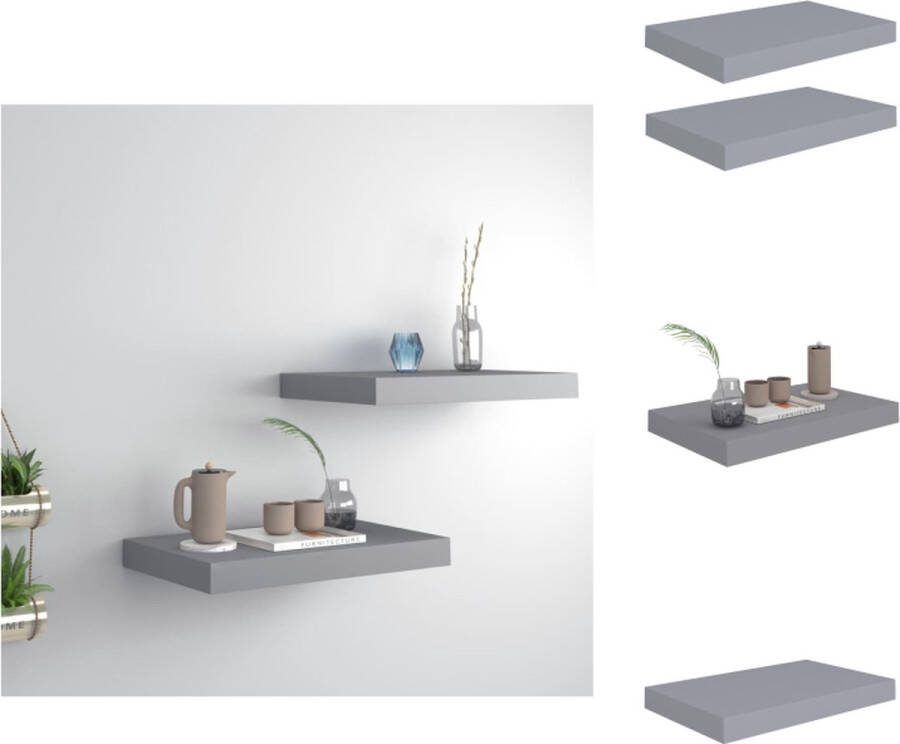 VidaXL Wandplanken Grijs 40 x 23 x 3.8 cm Honingraat MDF en metaal Wandsteun