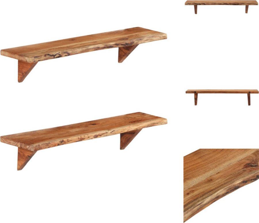 VidaXL Wandplanken Rustieke Charme Massief acaciahout Afmetingen 90 x 20 x 16 cm Natuurlijke afwerking Wandsteun