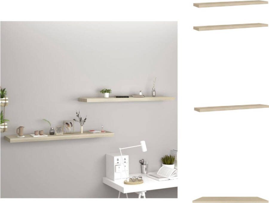 VidaXL Wandplanken Set Eiken 120x23.5x3.8 cm Honingraat MDF Metaal Wandsteun