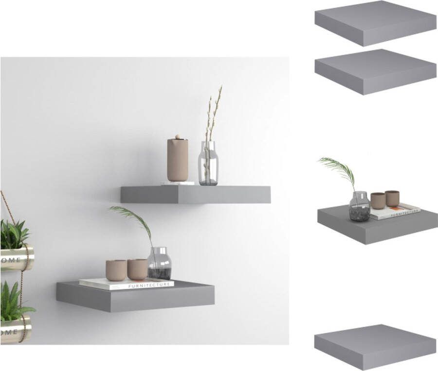 VidaXL wandplanken set grijs 23 x 23.5 x 3.8 cm honingraat MDF en metaal Wandsteun