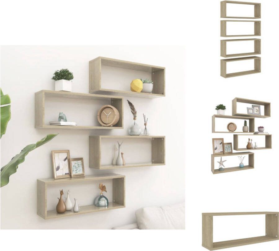 VidaXL Wandplanken Set Sonoma Eiken 60 x 15 x 23 cm Stevig en Stabiel Wandsteun