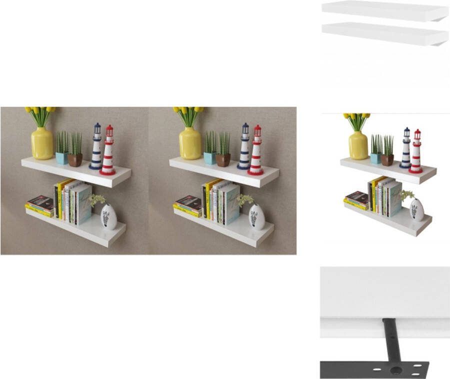 VidaXL Wandplanken Set van 4 Wit 60 x 20 x 3.8 cm Onzichtbaar montagesysteem Wandsteun
