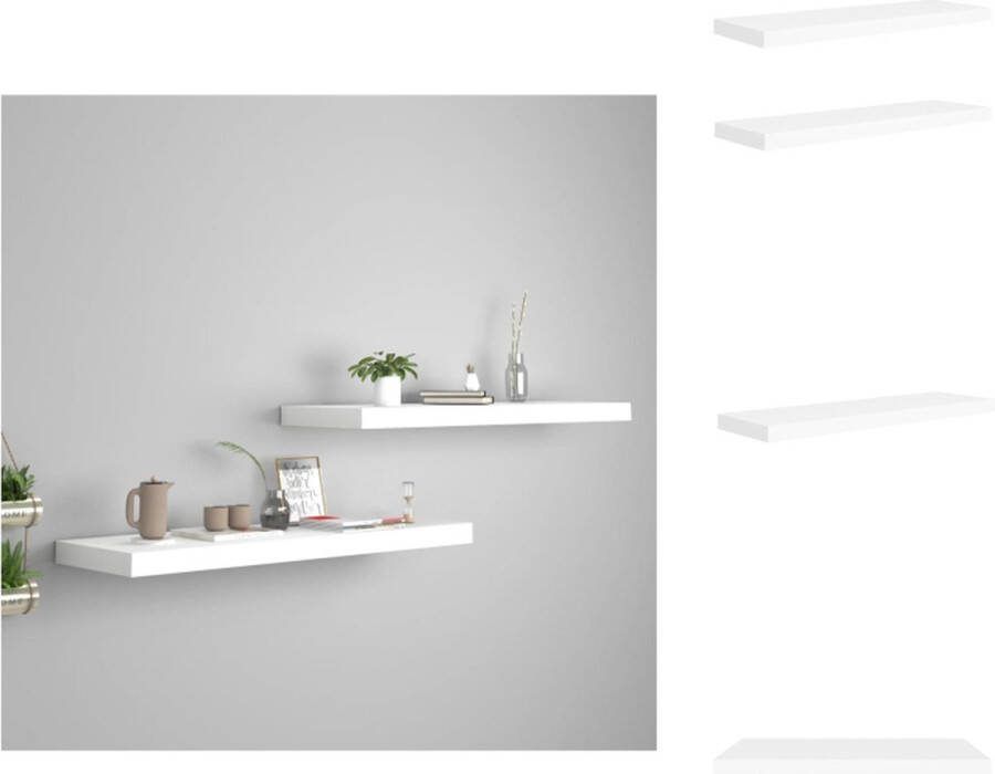 VidaXL Wandplanken Set Wanddecoratie 80 x 23.5 x 3.8 cm Wit Wandsteun