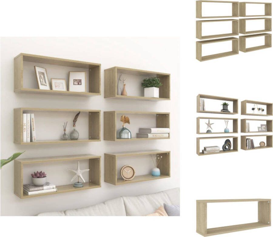 VidaXL Wandplanken Sonoma Eiken 60 x 15 x 23 cm Set van 6 Wandsteun