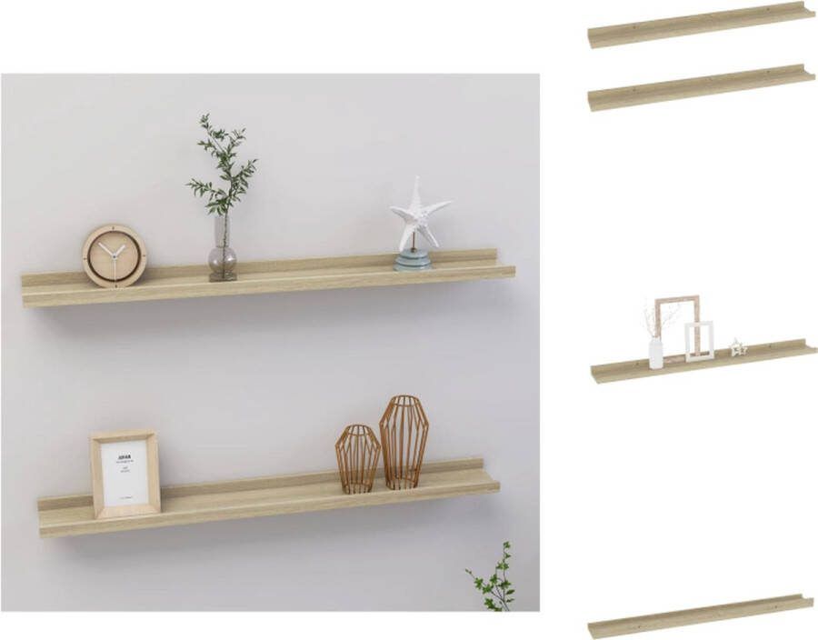 VidaXL Wandplanken Sonoma Eiken 80 x 9 x 3 cm MDF Wandsteun