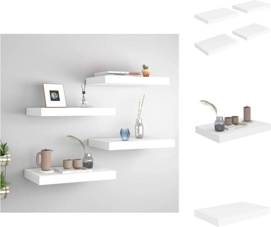 VidaXL Wandplanken Trendy Set van 4 40x23x3.8 cm Honingraat MDF Metaal Wandsteun