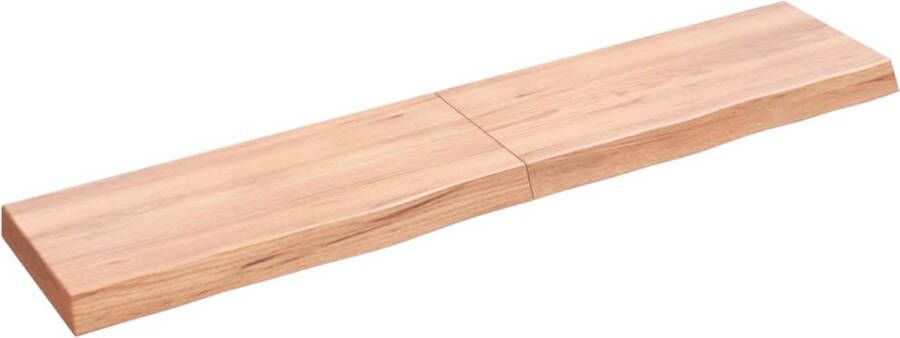 VidaXL Wandschap 140x30x(2-6)cm behandeld massief eikenhout lichtbruin