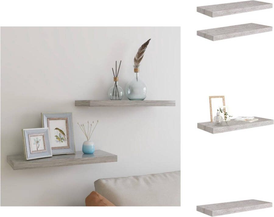 VidaXL Wandschap 60 x 23.5 x 3.8 cm Betongrijs Wandsteun