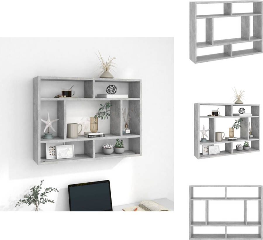 VidaXL Wandschap Betongrijs 75 x 16 x 55 cm Open vakken Stevig en makkelijk schoon te maken Wandsteun