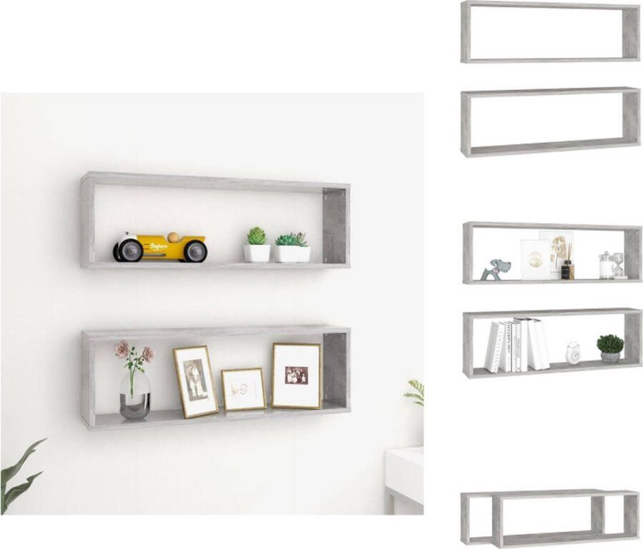 VidaXL Wandschap Betongrijs 80x15x26.5 cm Kubusontwerp Wandsteun