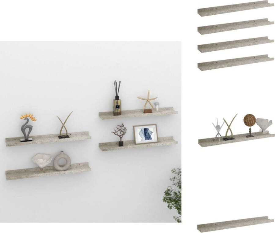 VidaXL Wandschap Betongrijs MDF 60 x 9 x 3 cm praktisch en decoratief Wandsteun