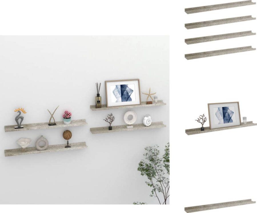 VidaXL Wandschap Betongrijs MDF 80x9x3cm Praktisch en decoratief Wandsteun