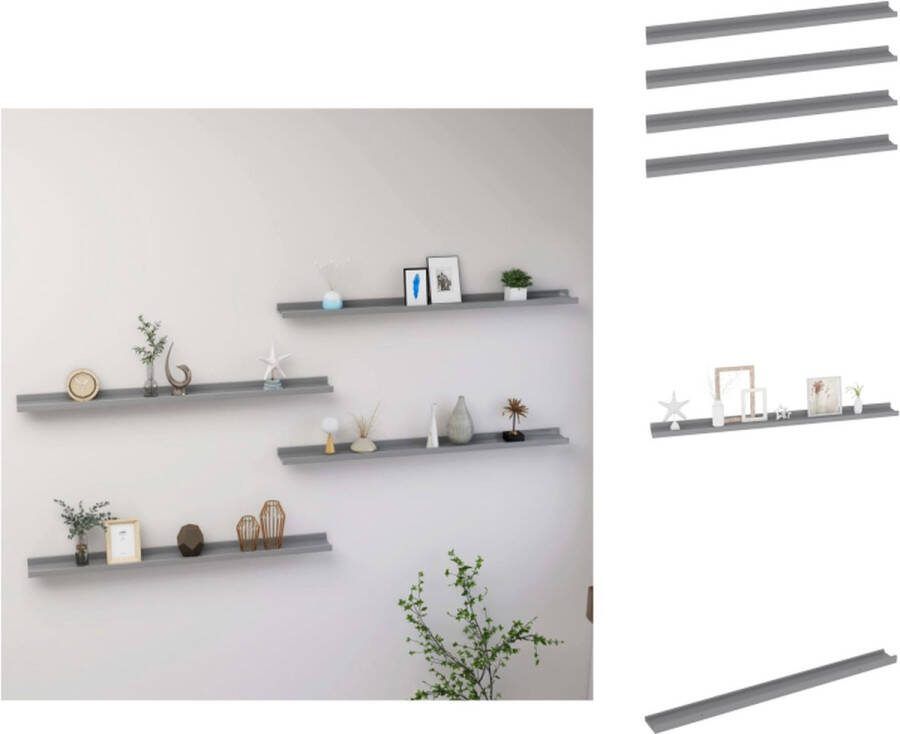 VidaXL Wandschap Grijs MDF 100x9x3cm Praktisch en decoratief Wandsteun