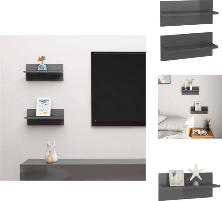 VidaXL Wandschap Hoogglans grijs 40 x 11.5 x 18 cm Bewerkt hout Wandsteun