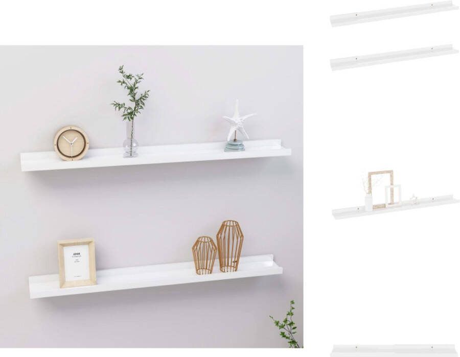 VidaXL Wandschap Hoogglans wit MDF 80 x 9 x 3 cm Praktisch en decoratief Wandsteun