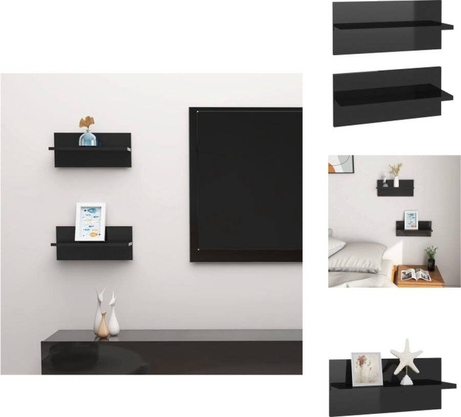 VidaXL Wandschap Hoogglans zwart 40 x 11.5 x 18 cm Montage vereist Wandsteun