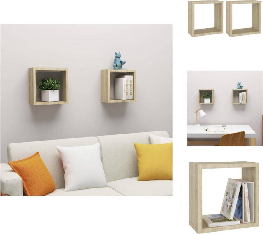 VidaXL Wandschap Kubus 30 x 15 x 30 cm Sonoma eiken Montage vereist Wandsteun