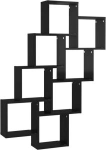VidaXL Wandschap kubus 90x15x119 cm spaanplaat hoogglans zwart