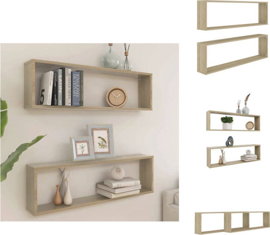 VidaXL Wandschap Kubusontwerp 100 x 15 x 30 cm Sonoma eiken Montage vereist Wandsteun