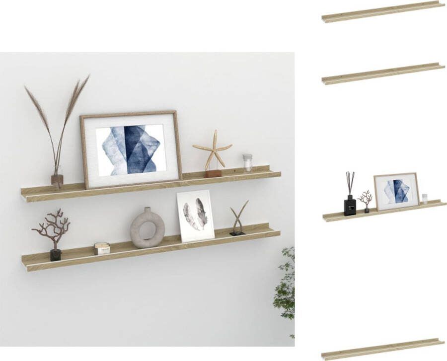 VidaXL Wandschap MDF 100 x 9 x 3 cm wit en sonoma eiken Wandsteun