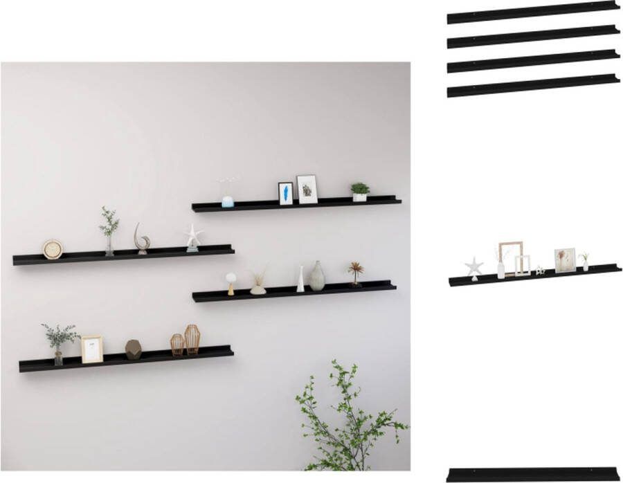 VidaXL Wandschap MDF 115 x 9 x 3 cm zwart Wandsteun