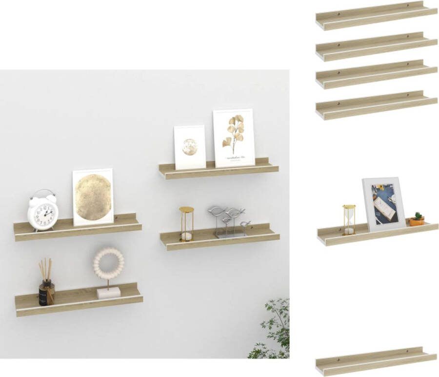 VidaXL Wandschap MDF 40 x 9 x 3 cm wit en sonoma eiken Wandsteun