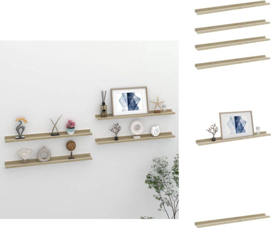 VidaXL Wandschap MDF 80 x 9 x 3 cm Wit en Sonoma Eiken Wandsteun