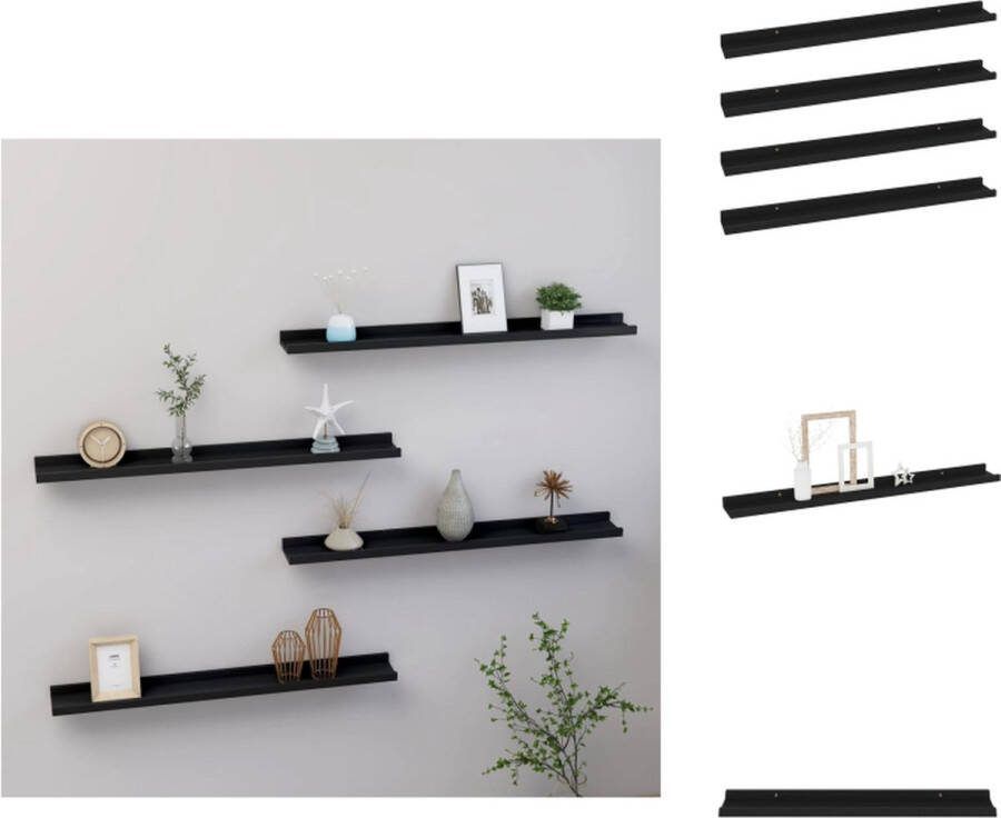 VidaXL Wandschap MDF 80 x 9 x 3 cm Zwart Wandsteun