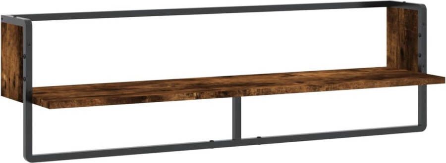 VidaXL -Wandschap-met-stang-100x25x30-cm-gerookt-eikenkleurig