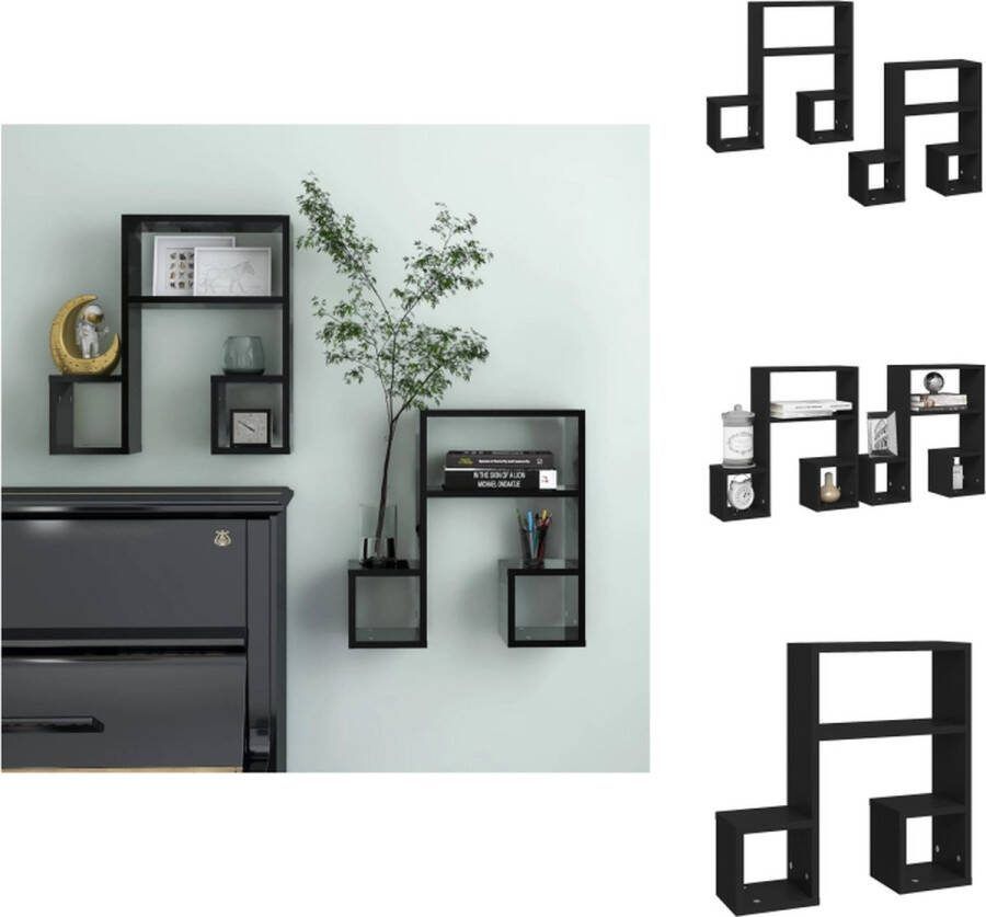 VidaXL Wandschap Muzieknoot Zwart 50 x 15 x 50 cm Wandsteun
