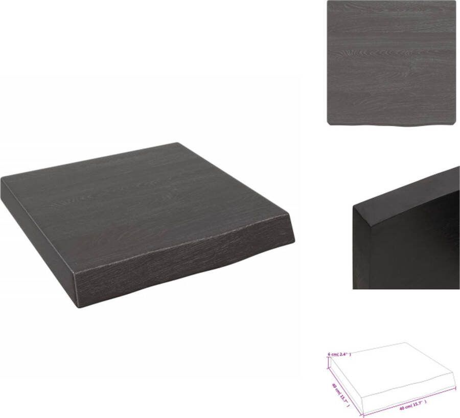 VidaXL Wandschap Rustieke Stijl Donkergrijs 40 x 40 x 6 cm Massief Eikenhout Wandsteun