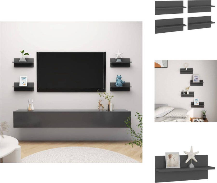 VidaXL Wandschap Wandplanken 40 x 11.5 x 18 cm Grijs Wandsteun