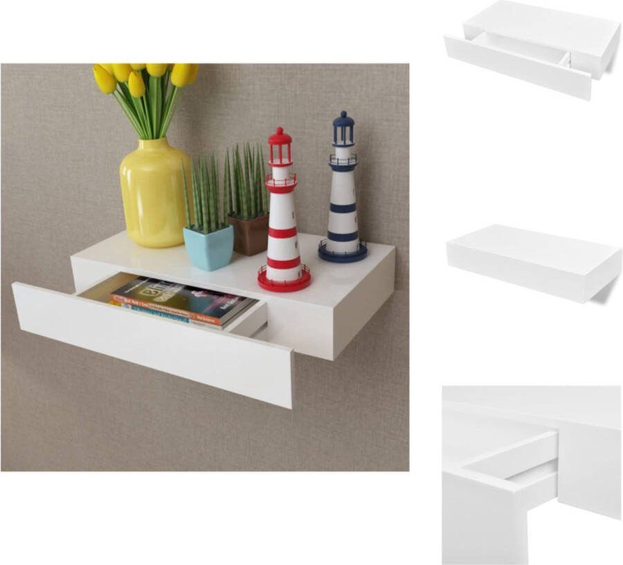 VidaXL Wandschap Wit MDF 48x25x8cm Onzichtbaar montagesysteem Wandsteun