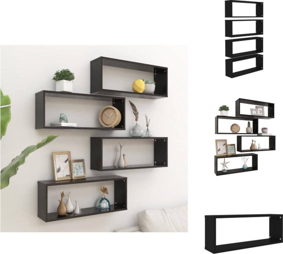 VidaXL Wandschap zwart spaanplaat 60 x 15 x 23 cm stevig en eenvoudig te installeren Wandsteun