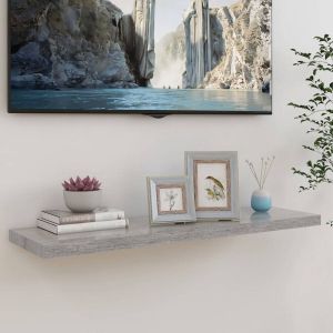 VidaXL Wandschap zwevend 90x23 5x3 8 cm MDF betongrijs
