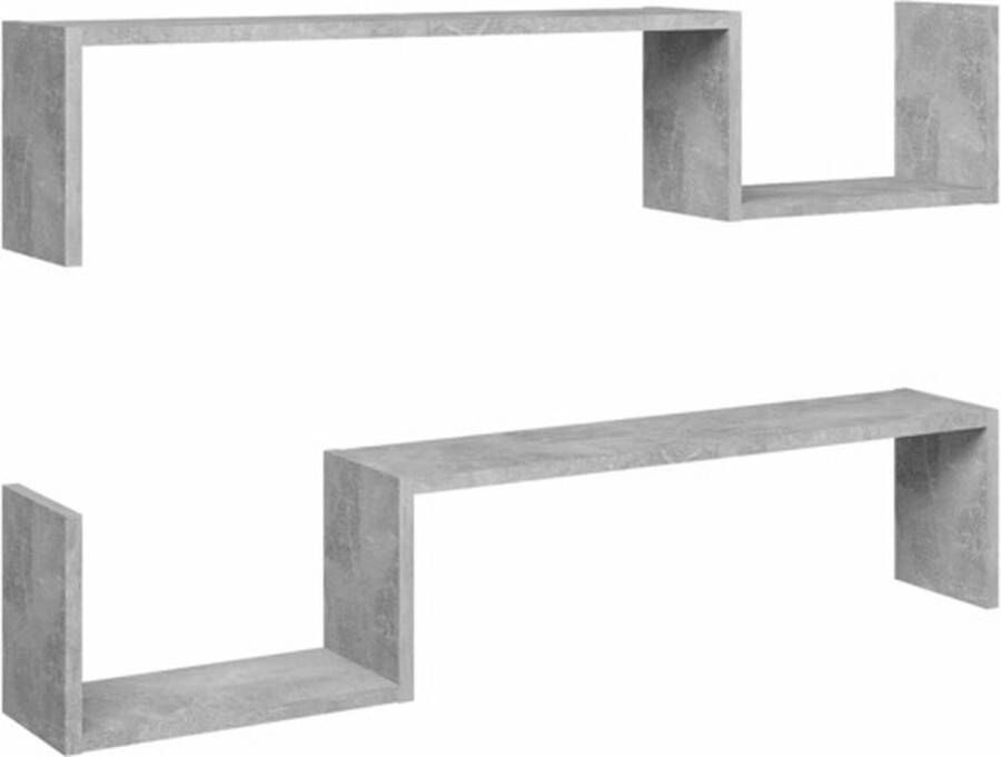 VidaXL -Wandschappen-2-st-100x15x20-cm-spaanplaat-betongrijs