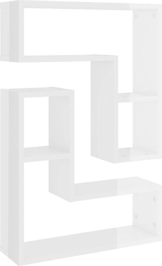 VidaXL Wandschappen 2 st 50x15x50 cm bewerkt hout hoogglans wit