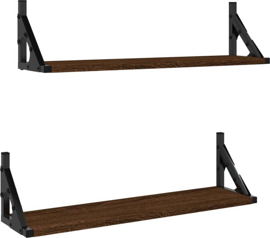 VidaXL -Wandschappen-2-st-60x15x15 5-cm-bruin-eikenkleur