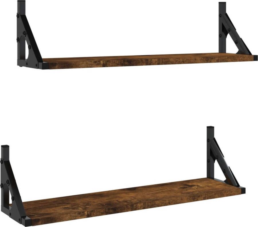 VidaXL -Wandschappen-2-st-60x15x15 5-cm-gerookt-eikenkleurig