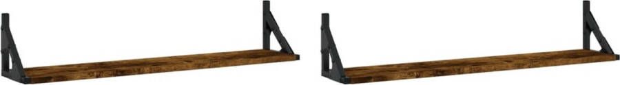 VidaXL -Wandschappen-2-st-80x15x15 5-cm-bewerkt-hout-gerookt-eiken