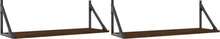 VidaXL -Wandschappen-2-st-80x25x25 5-cm-bewerkt-hout-bruin-eikenkleur