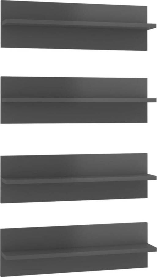 VidaXL Wandschappen 4 st 60x11 5x18 cm bewerkt hout hoogglans grijs