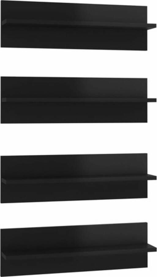 VidaXL Wandschappen 4 st 60x11 5x18 cm bewerkt hout hoogglans zwart